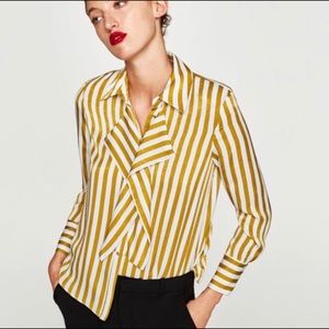 Zara Gold and White Striped Blouse